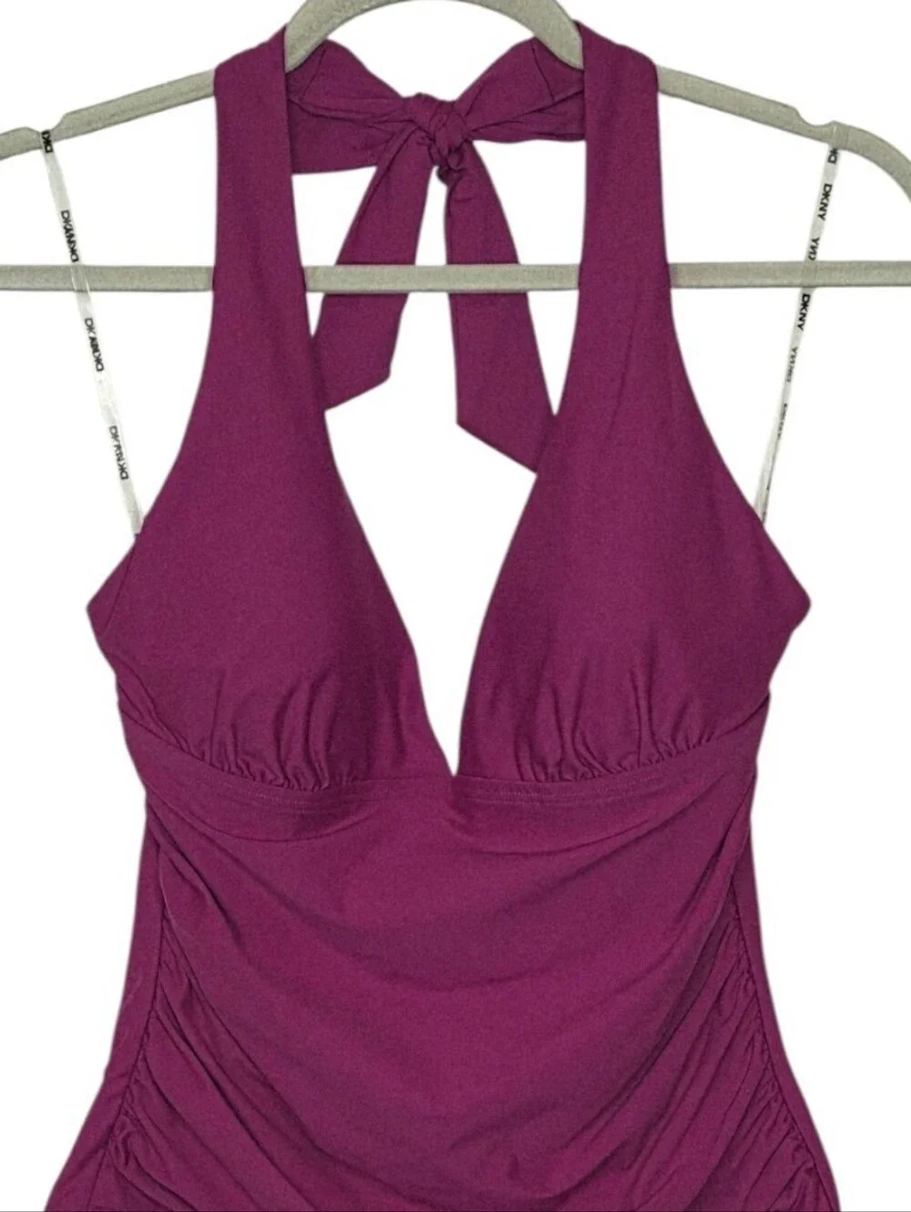 Dkny Plum Plunge Halter One-Piece Swimsuit Size M